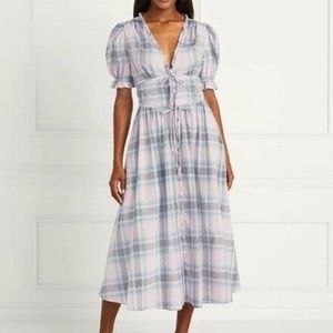 NWT Hill House The Sabrina Midi Dress Spring Plaid  Medium